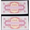 Image 3 : 2x Consecutive 1962 4th Series British Armed Forces 1 Pound Special Vouchers, CU P# M36a Grades Bril