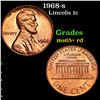 1968-s Lincoln Cent 1c Grades Gem+ Unc RD