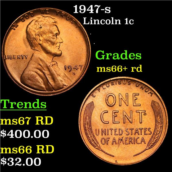 1947-s Lincoln Cent 1c Grades GEM++ RD