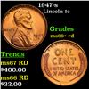 1947-s Lincoln Cent 1c Grades GEM++ RD