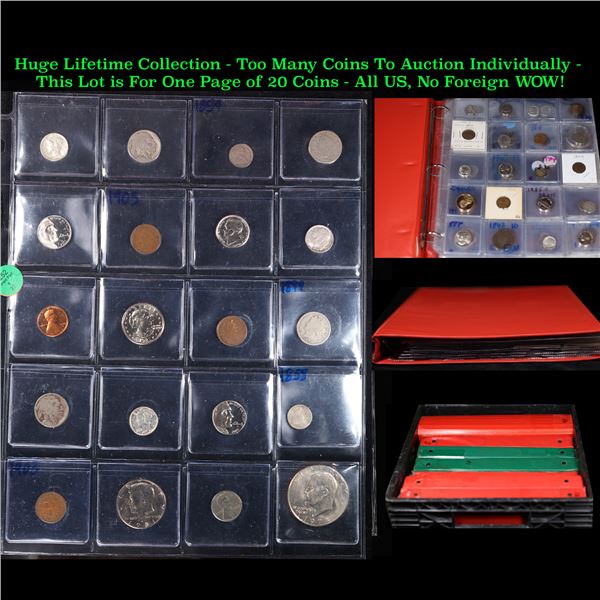 Huge Liifetime Collection - Too Many Coins To Auction Individually - This Lot is For One Page of 20 