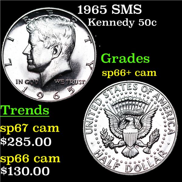 1965 sms Kennedy Half Dollar 50c Grades sp66+ cam