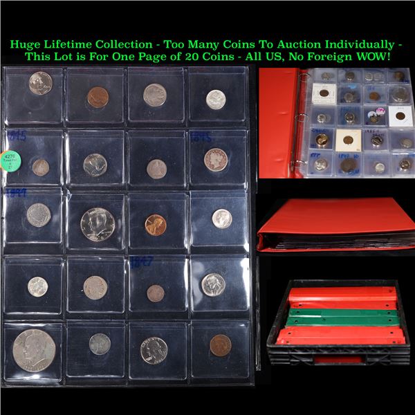 Huge Liifetime Collection - Too Many Coins To Auction Individually - This Lot is For One Page of 20 