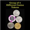 Image 1 : Group of 5 Casino Tokens All Different