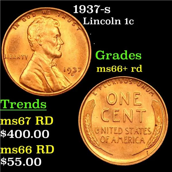 1937-s Lincoln Cent 1c Grades GEM++ RD