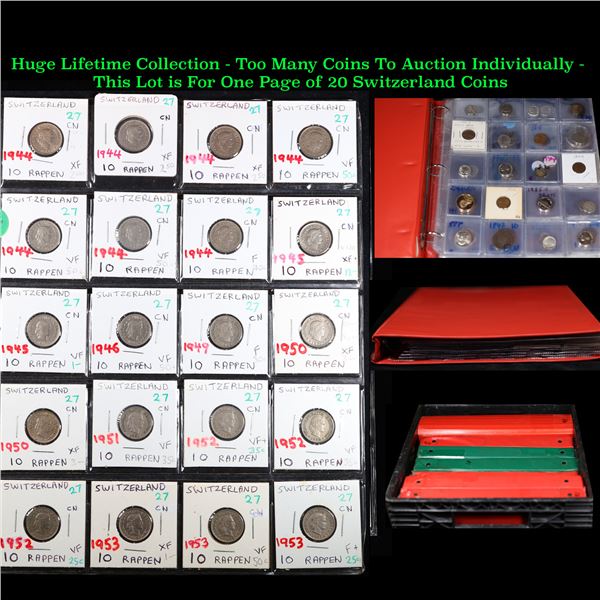 Huge Liifetime Collection - Too Many Coins To Auction Individually - This Lot is For One Page of 20 