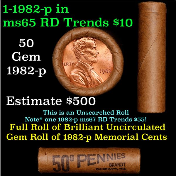 Shotgun Lincoln 1c roll, 1982-p 50 pcs Brandt Wrapper.