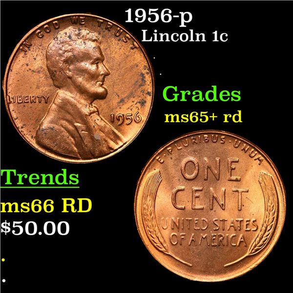 1956-p Lincoln Cent 1c Grades Gem+ Unc RD