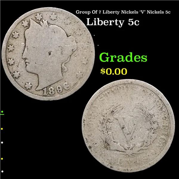 Group Of 7 Liberty Nickels 'V' Nickels 5c