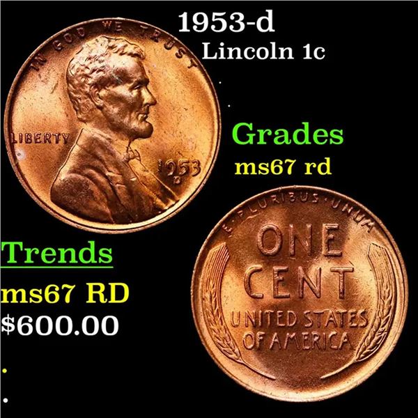 ***Auction Highlight*** 1953-d Lincoln Cent 1c Grades GEM++ Unc RD (fc)