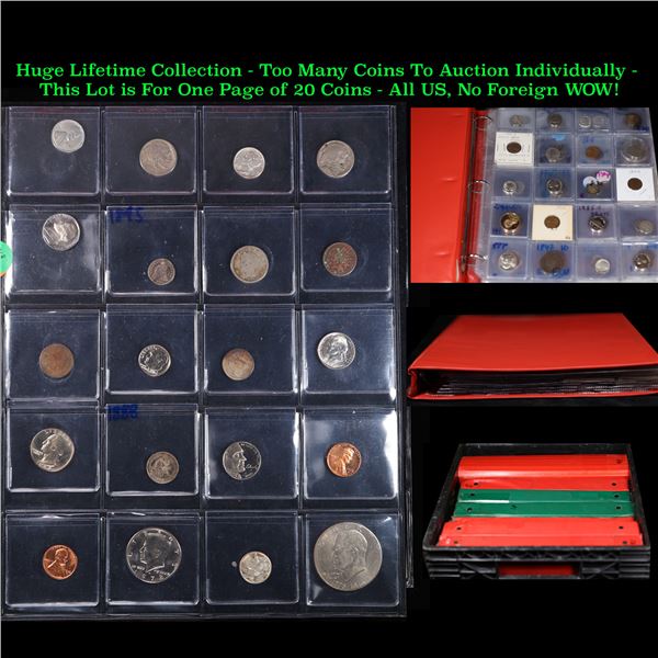 Huge Liifetime Collection - Too Many Coins To Auction Individually - This Lot is For One Page of 20 