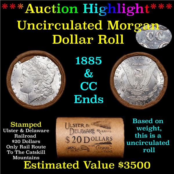 ***Auction Highlight*** 1885 & CC Uncirculated Morgan Dollar Shotgun Roll (fc)