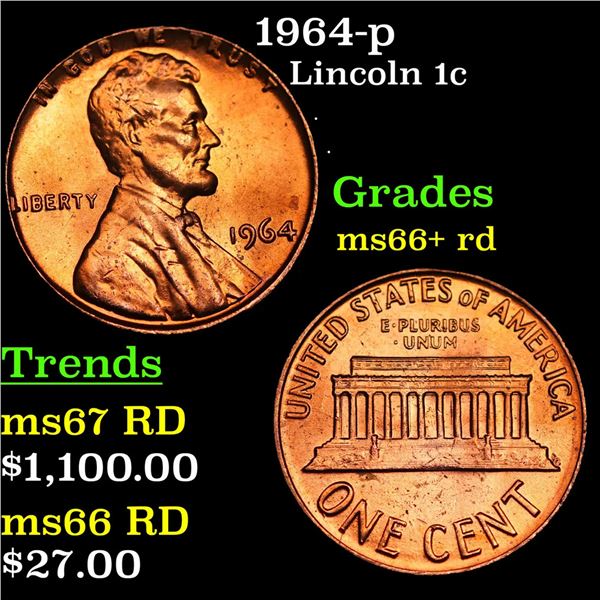 1964-p Lincoln Cent 1c Grades GEM++ RD
