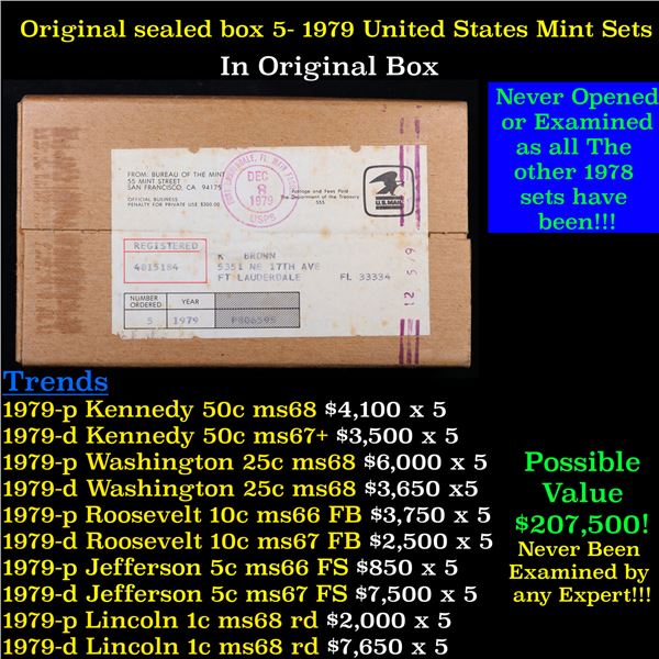 Original sealed Box of 5x 1979 United States Mint Set's