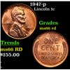 Image 1 : 1947-p Lincoln Cent 1c Grades GEM+ Unc RD
