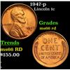 1947-p Lincoln Cent 1c Grades GEM+ Unc RD