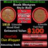 Mixed small cents 1c orig shotgun roll, 1915-p Lincoln Cent,  Lincoln Cent other end, Coca-Cola Bran