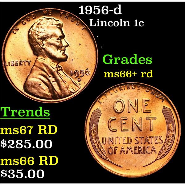 1956-d Lincoln Cent 1c Grades GEM++ RD