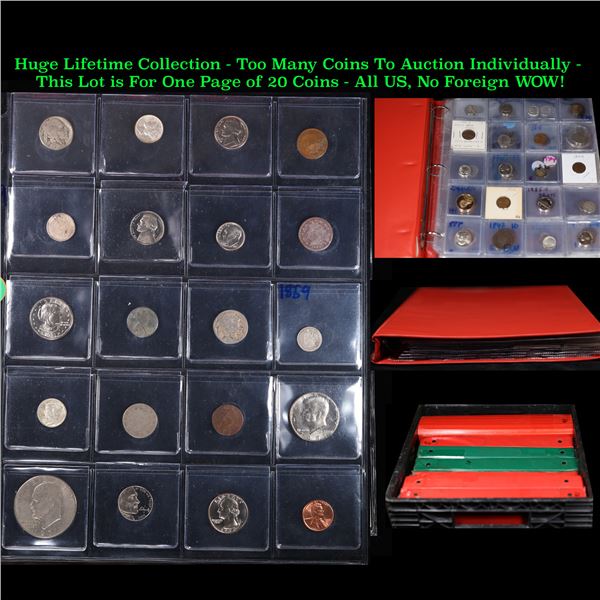 Huge Liifetime Collection - Too Many Coins To Auction Individually - This Lot is For One Page of 20 