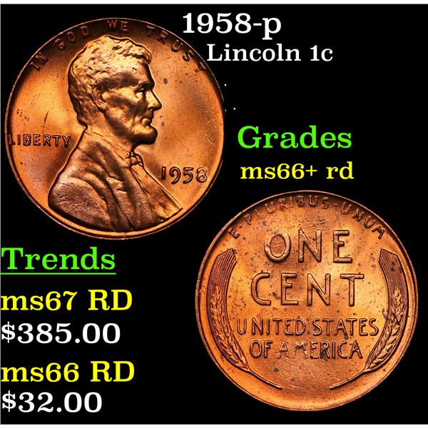 1958-p Lincoln Cent 1c Grades GEM++ RD