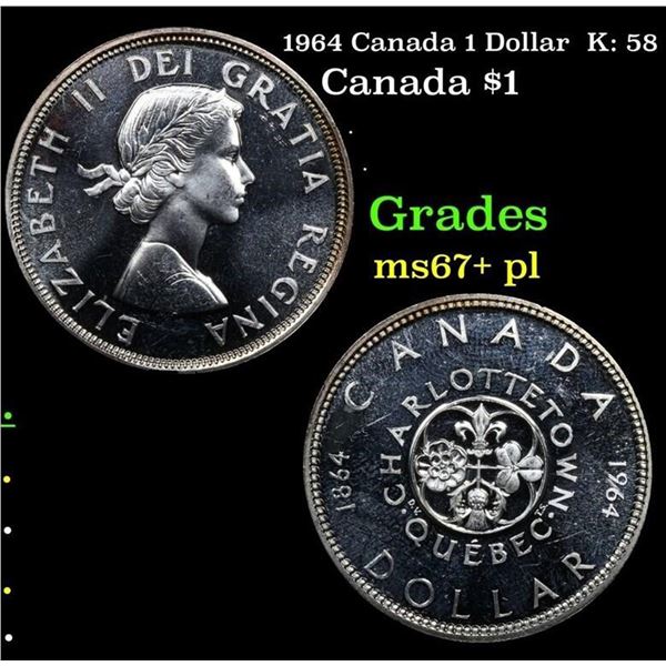 1964 Canada 1 Dollar  K: 58 Grades GEM++ PL