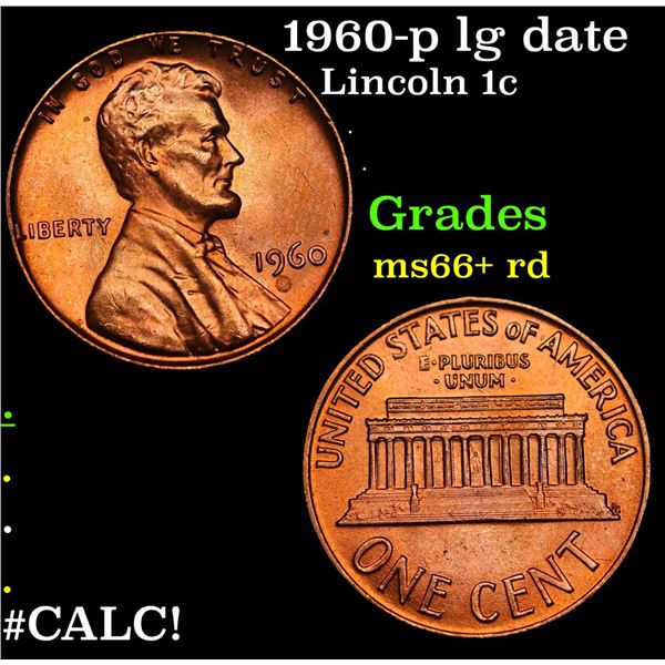 1960-p lg date Lincoln Cent 1c Grades GEM++ RD