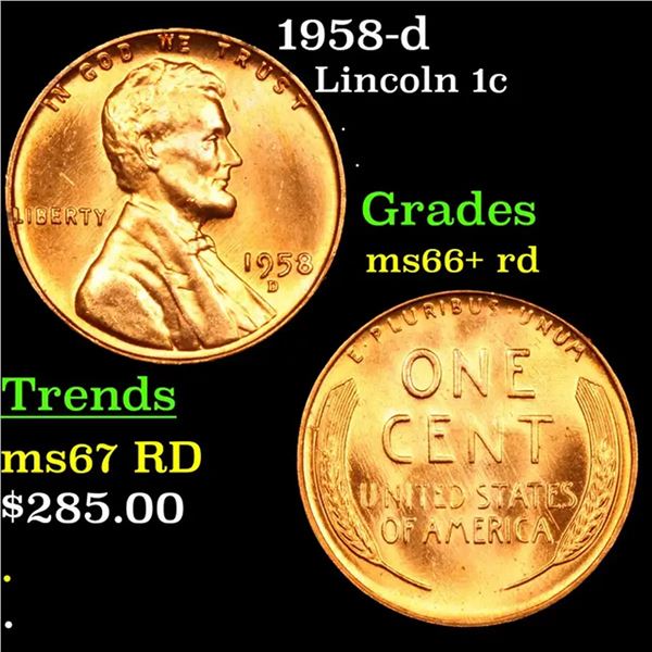 1958-d Lincoln Cent 1c Grades GEM++ RD