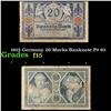 1915 Germany 20 Marks Banknote P# 63 Grades f+