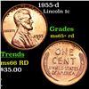 1955-d Lincoln Cent 1c Grades Gem+ Unc RD