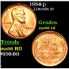 1954-p Lincoln Cent 1c Grades GEM+ Unc RD