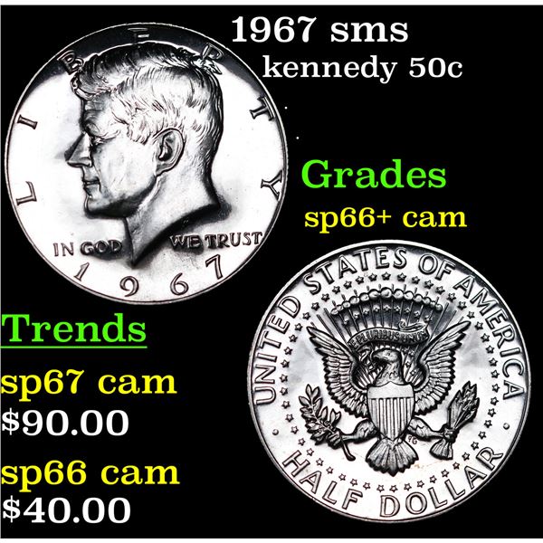 1967 sms Kennedy Half Dollar 50c Grades sp66+ cam