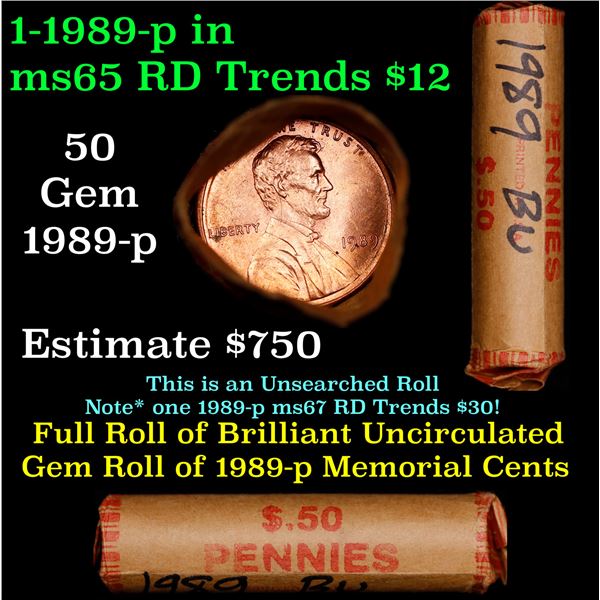 Shotgun Lincoln 1c roll, 1989-p 50 pcs Bank Wrapper.