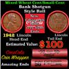 Mixed small cents 1c orig shotgun roll, 1942-p Lincoln Cent, Lincoln Cent other end, Coca-Cola Brand