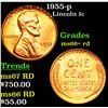 1955-p Lincoln Cent 1c Grades GEM++ RD
