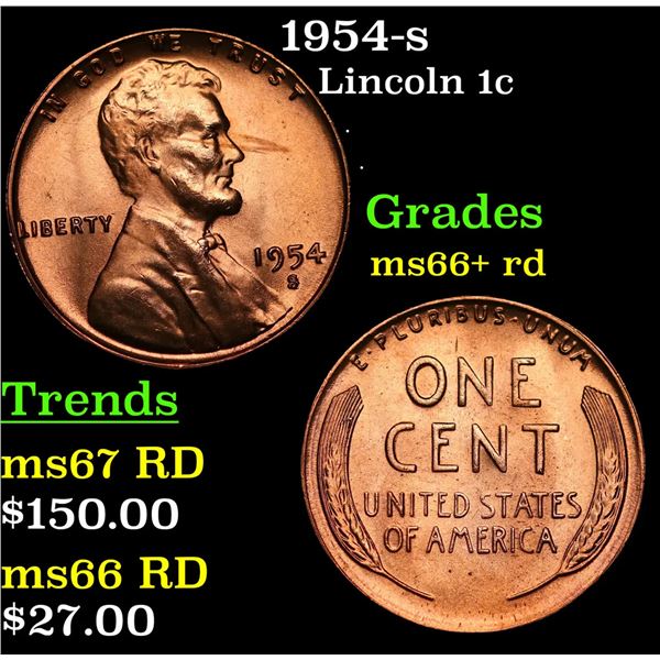 1954-s Lincoln Cent 1c Grades GEM++ RD