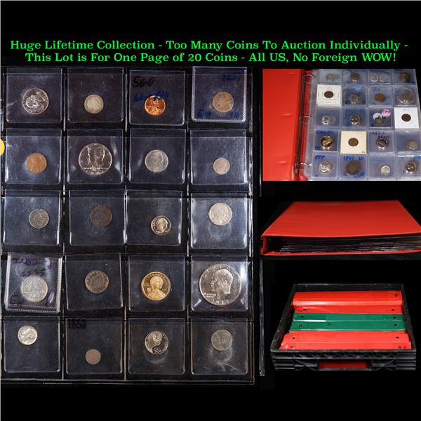 Huge Liifetime Collection - Too Many Coins To Auction Individually - This Lot is For One Page of 20 