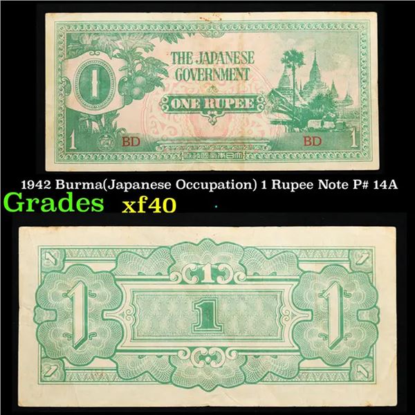 1942 Burma(Japanese Occupation) 1 Rupee Note P# 14A Grades xf