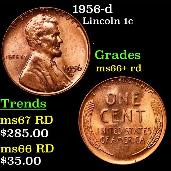 1956-d Lincoln Cent 1c Grades GEM++ RD
