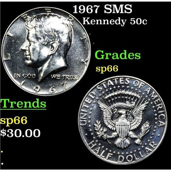 1967 SMS Kennedy Half Dollar 50c Grades sp66