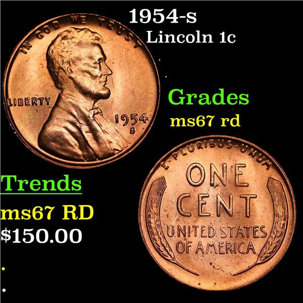 1954-s Lincoln Cent 1c Grades GEM++ Unc RD