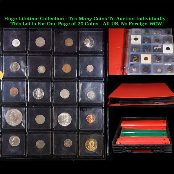 Huge Liifetime Collection - Too Many Coins To Auction Individually - This Lot is For One Page of 20 