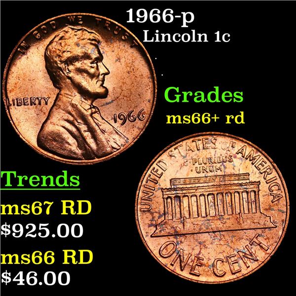 1966-p Lincoln Cent 1c Grades GEM++ RD