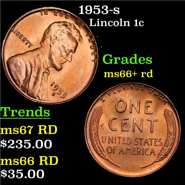 1953-s Lincoln Cent 1c Grades GEM++ RD