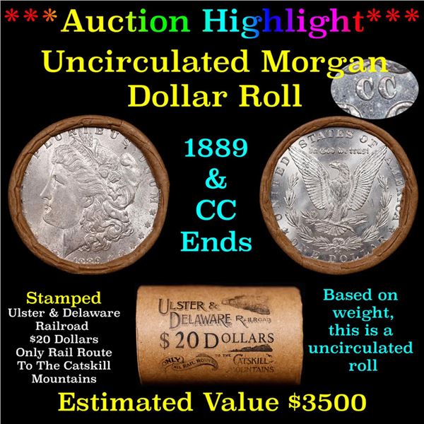 ***Auction Highlight*** 1889 & CC Uncirculated Morgan Dollar Shotgun Roll (fc)