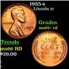 1955-s Lincoln Cent 1c Grades Gem+ Unc RD
