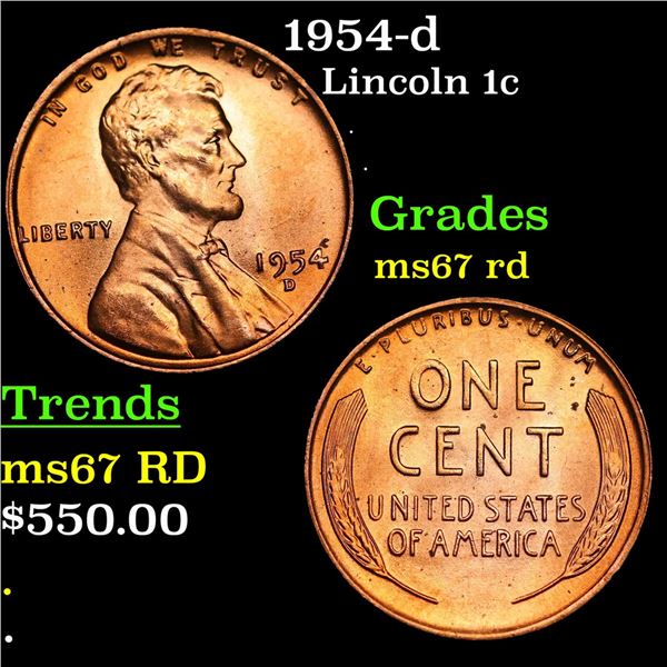 1954-d Lincoln Cent 1c Grades GEM++ Unc RD