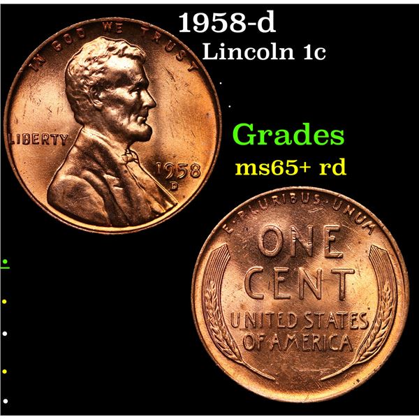 1958-d Lincoln Cent 1c Grades Gem+ Unc RD