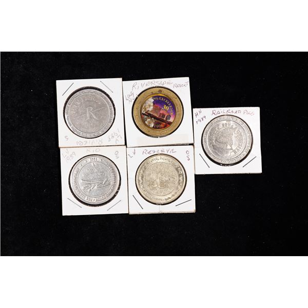 Group of 5 Las Vegas Casino Tokens