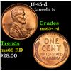 1945-d Lincoln Cent 1c Grades Gem+ Unc RD