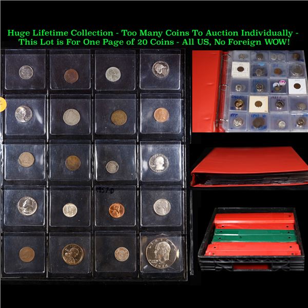 Huge Liifetime Collection - Too Many Coins To Auction Individually - This Lot is For One Page of 20 